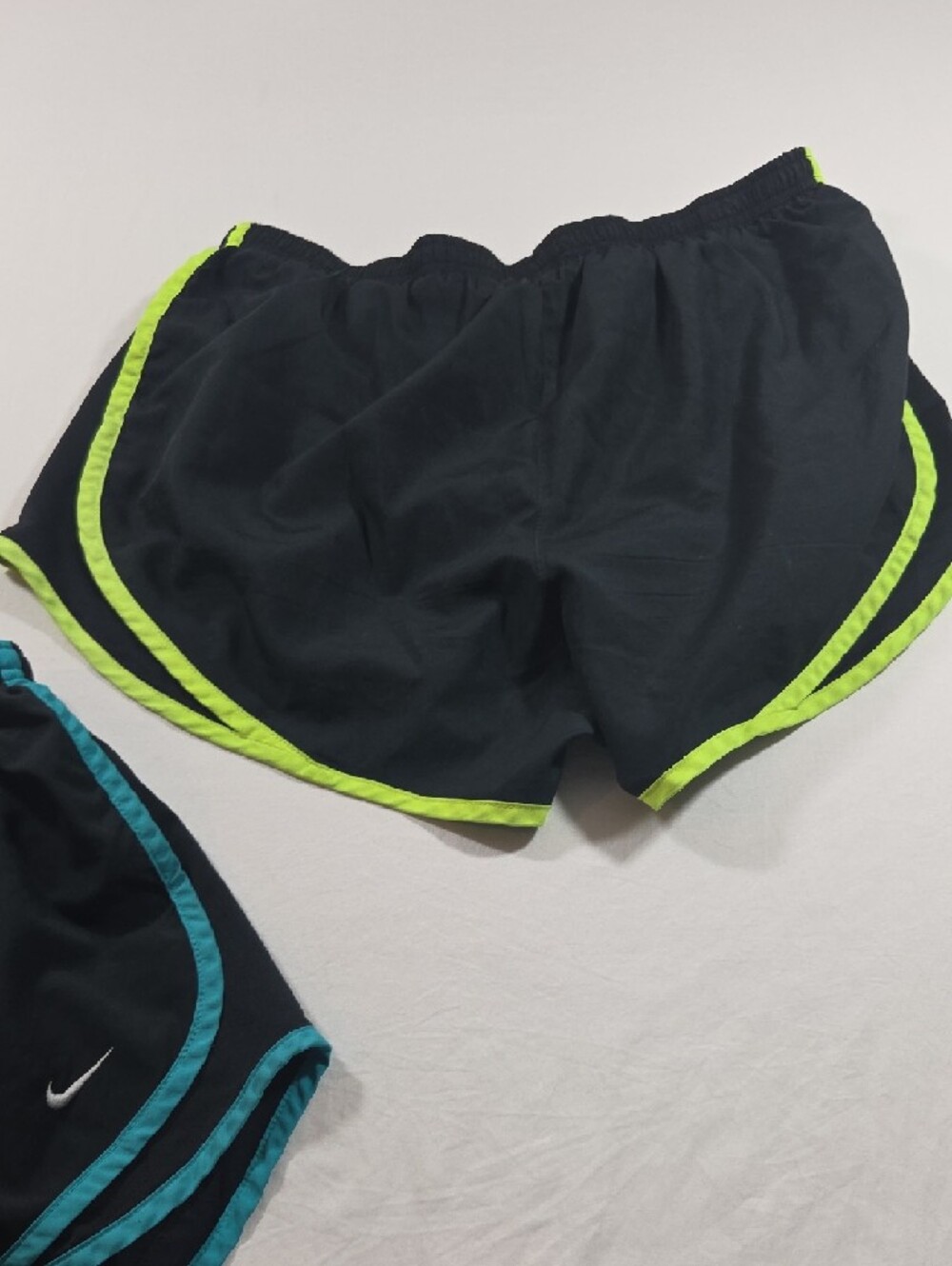 Bundle Nike Women's Black Athletic Shorts with Teal and Neon Yellow Trim - Picture 7 of 8